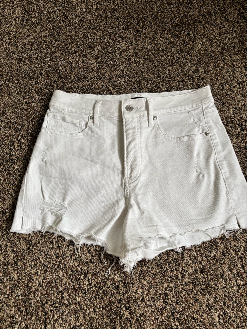 Express White Distressed Denim Cutoff Shorts